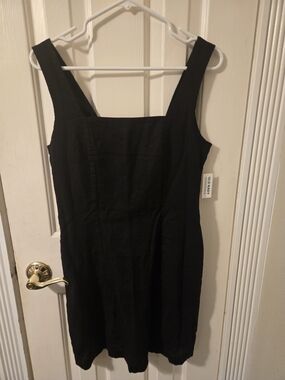Old Navy Black Square-Neck Linen Blend Dress